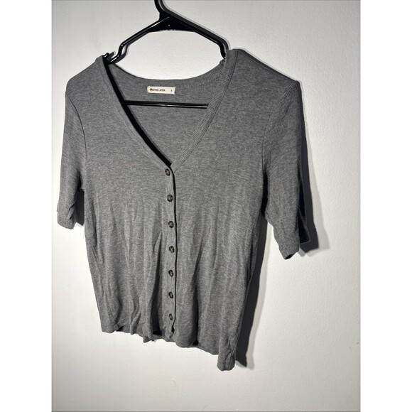 Marine Layer Womens Lexi Ribbed Button Up Top Sz S Tensel/ Modal - Picture 3 of 10